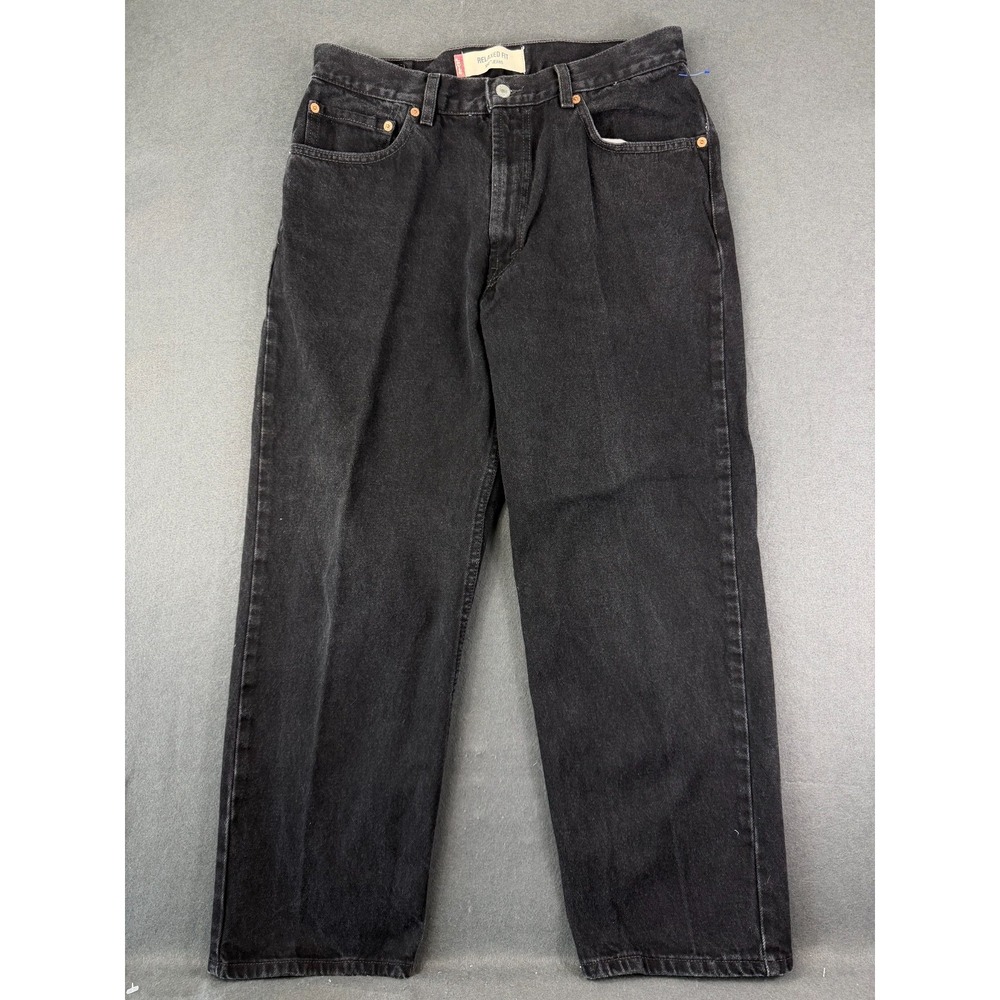 Levi's 550 Mens Black Straight Jeans Relaxed Fit Comfort Denim Pockets W34xL30